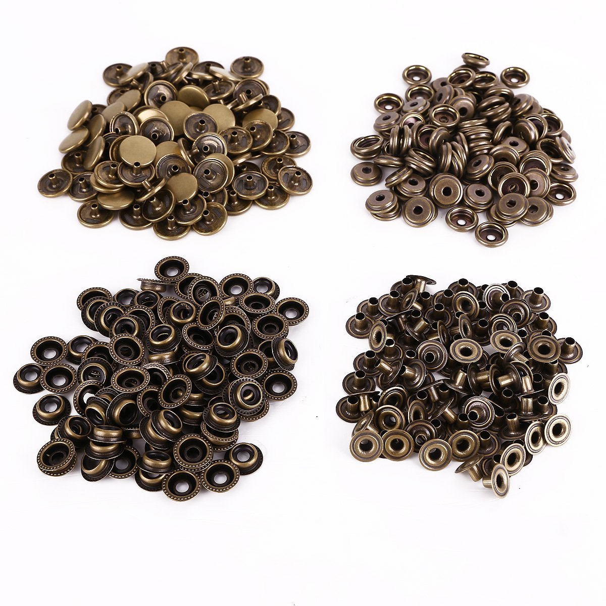 Trimming Shop15mm Large Bronze Press Studs Heavy Duty Brass Snap Fasteners 4 Part No-Sew Metal Buttons for DIY Arts Crafts Projects, Leathercrafts, Caravan, Repair Clothing, 10pcs Set
