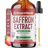 Saffron Supplements for Kids & Adults – Made with Pure Saffron Extract – Vegan, Fast Absorbing – Mix with Drinks – Supports Eye Health, Emotional Balance and Antioxidant Level Boost (Strawberry, 60mL)