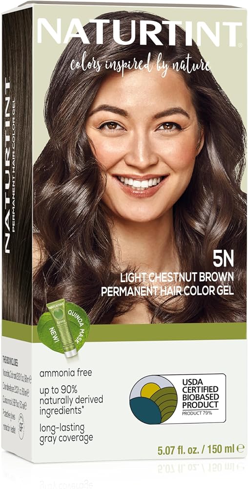 Naturtint 5N Light Chestnut Brown Permanent Hair Color (Pack of 1), Ammonia Free, Vegan, Cruelty Free, up to 100% Gray Covera