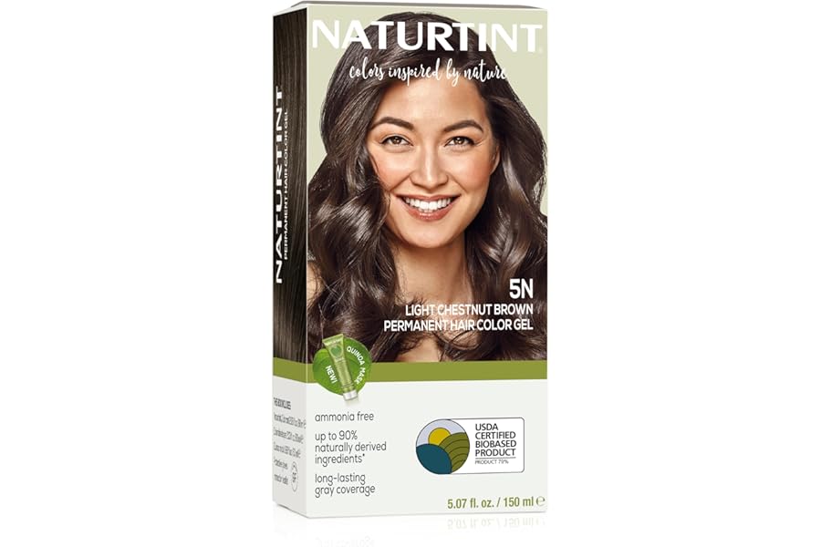 Naturtint 5N Light Chestnut Brown Permanent Hair Color (Pack of 1), Ammonia Free, Vegan, Cruelty Free, up to 100% Gray Coverage, Long Lasting Results (Packaging may vary)