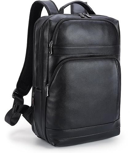 Black Leather Jumbo Backpack (#1518-0)