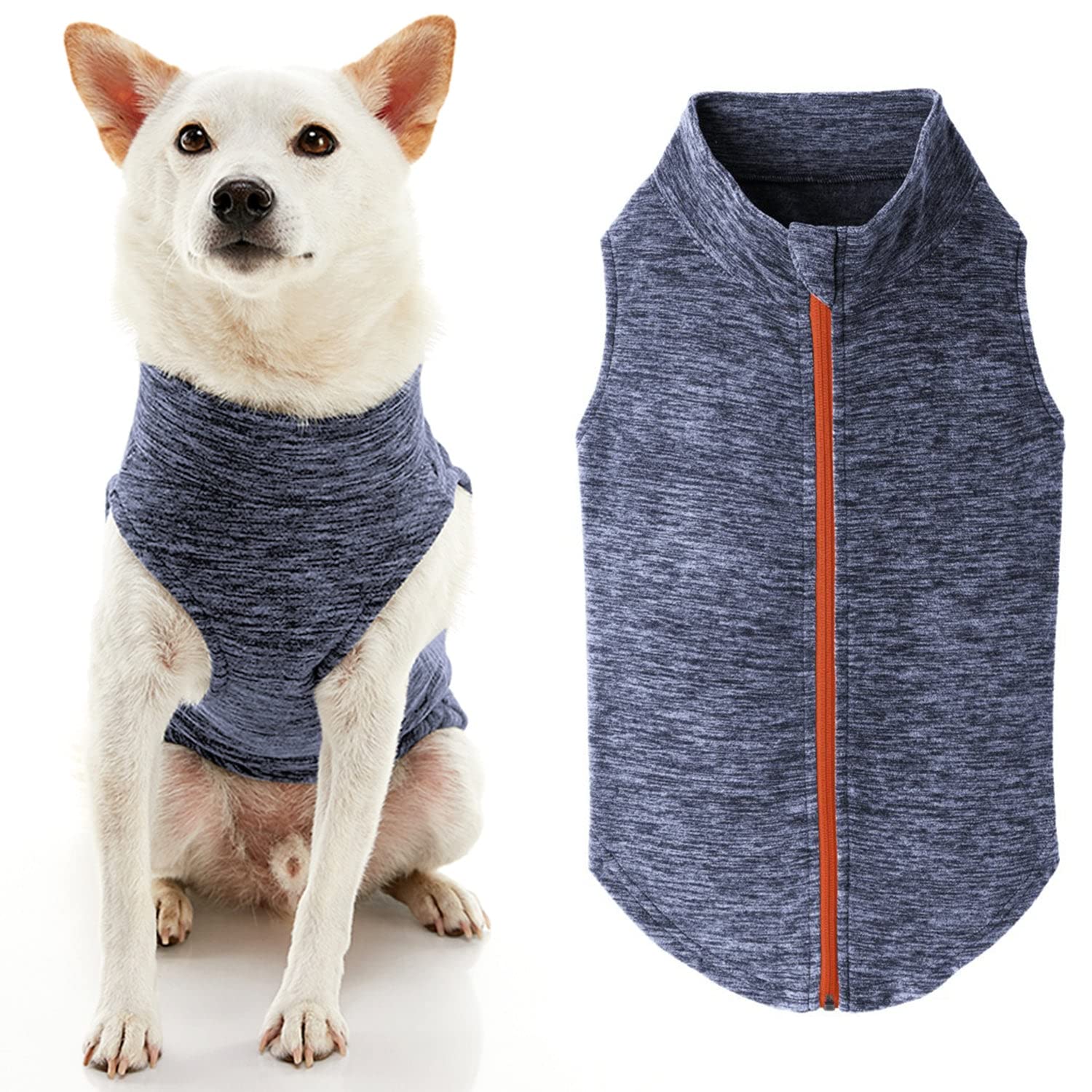 Gooby Zip Up Fleece Dog Sweater - Gray Wash, 2X-Large - Warm Pullover Fleece Step-in Dog Jacket Without Ring Leash - Winter Small Dog Sweater - Dog Clothes for Small Dogs Boy and Medium Dogs