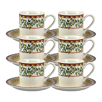 6 X Lemon Tree Porcelain Coffee Cup Saucer Set Johnson Bros Ware