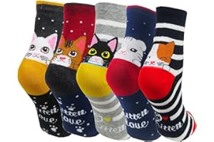 Chalier Womens Cute Animal Patterned Socks Funny Novelty Cotton Crew Socks Packs