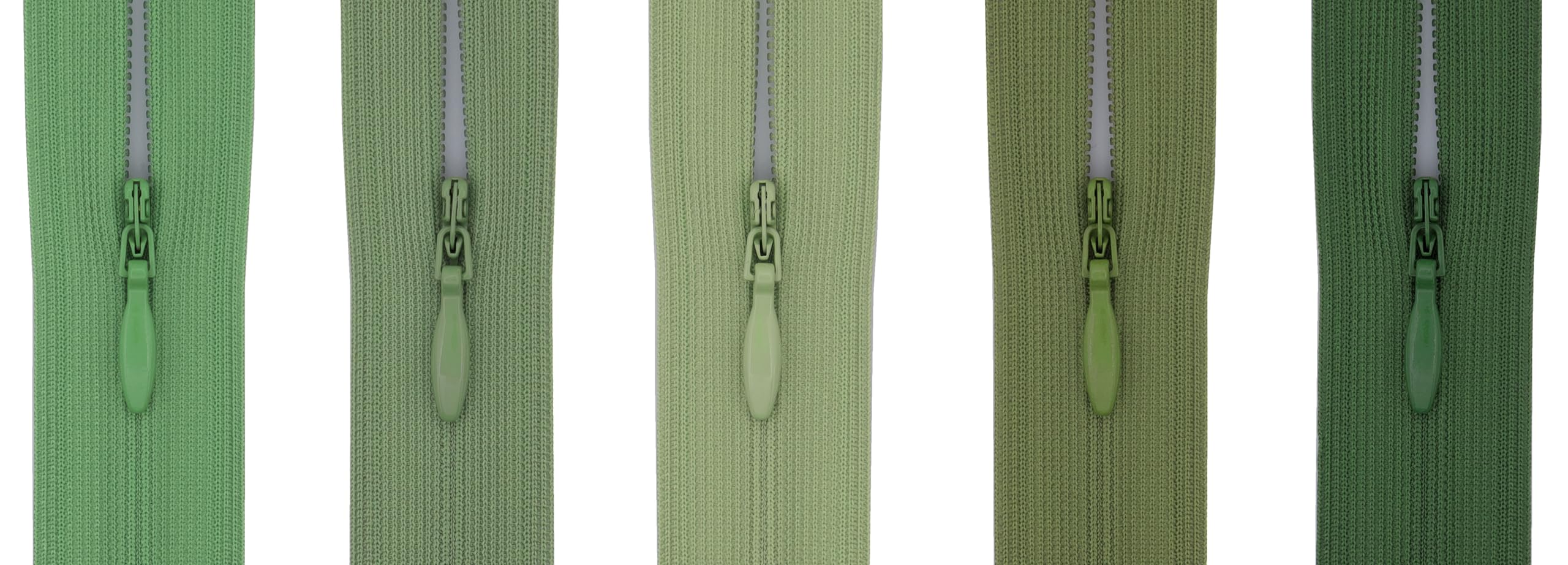 #3 Flexi Invisible Close-End Zip, Pack of 5 (Sage/Olive/Moss Green, 22 inch)