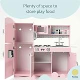 Kidoz Signature Kids Wooden Kitchen Large Playset Pink with Utensils view 9