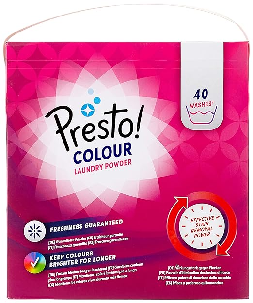 Amazon-Marke: Presto! Color Pulverwaschmittel 120 Waschgänge (3 x 40 Waschladungen)