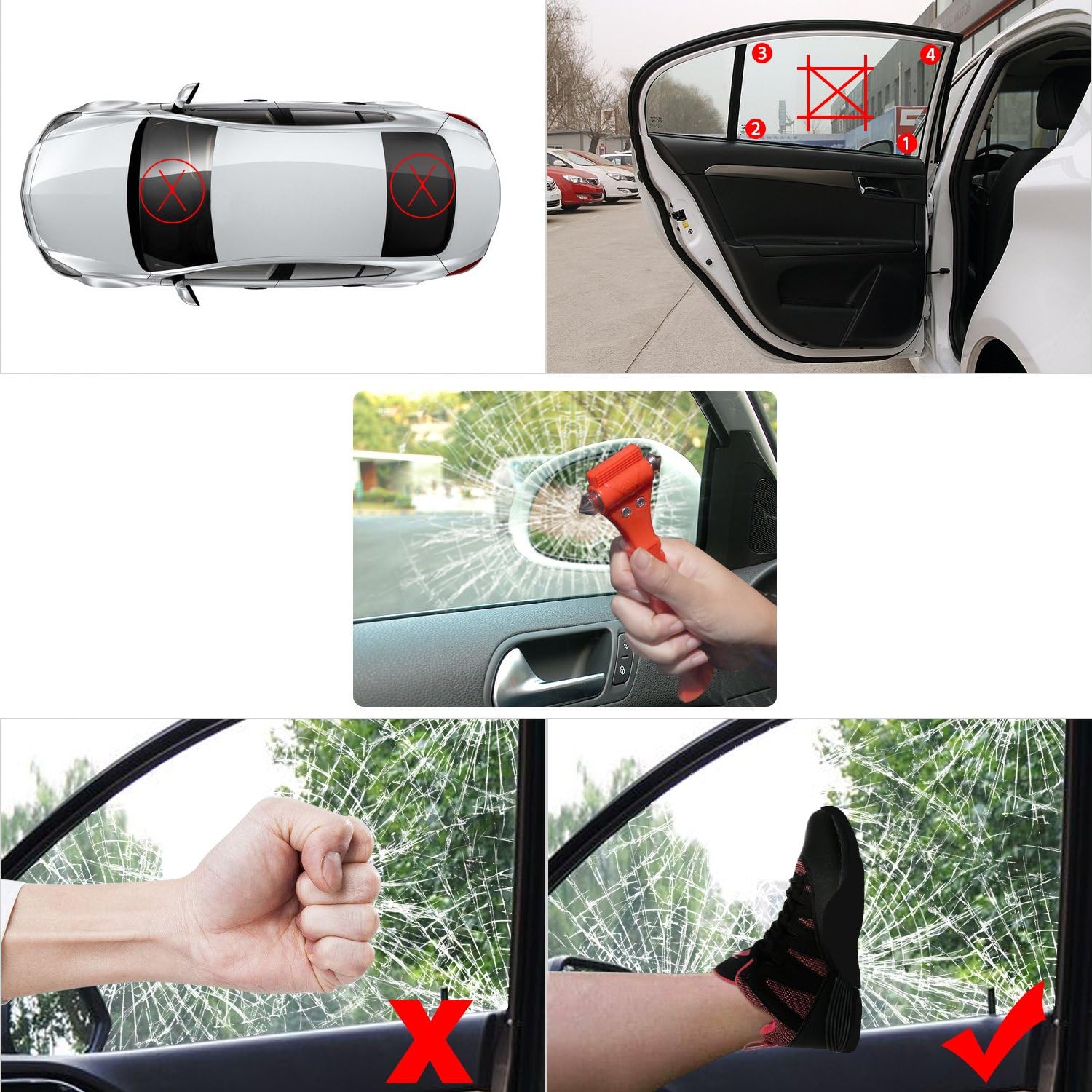 Car Safety Hammer Set of 2 Emergency Escape Tool Auto Car Window Glass Hammer Breaker and Seat Belt Cutter Escape 2-in-1 for Family Rescue & Auto Emergency Escape Tools (2 PCS): Automotive