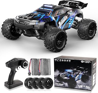JOYTREKY Ferngesteuertes Auto – 1:18 High-Speed 40 Km/H Rc Auto 2,4 Ghz 4wd All Terrains Offroad Drift Truck Mit Zwei Wiederaufladbaren Batterien FüR LäNgeres Spielen FüR Kinder Und Erwachsene – Blau