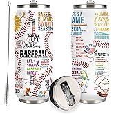 JDEIFKF Baseball Tumbler Cup 17oz Stainless Steel Insulated Travel Mug Tumblers Cup Baseball Gift for Women Men Mom Gifts for Birthday Christmas