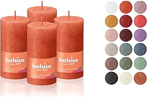 BOLSIUS 4 Pack Orange Rustic Pillar Candles - 2 X 4 Inches - Premium European Quality - Natural Eco-Friendly Plant-Based Wax 