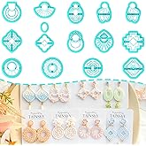 TAINSKY Geometric Clay Cutters, 15 Shapes Polymer Clay Cutters for Earrings Making, Organic Polymer Clay Cutters, Boho Clay Cutters for Polymer Clay Jewelry