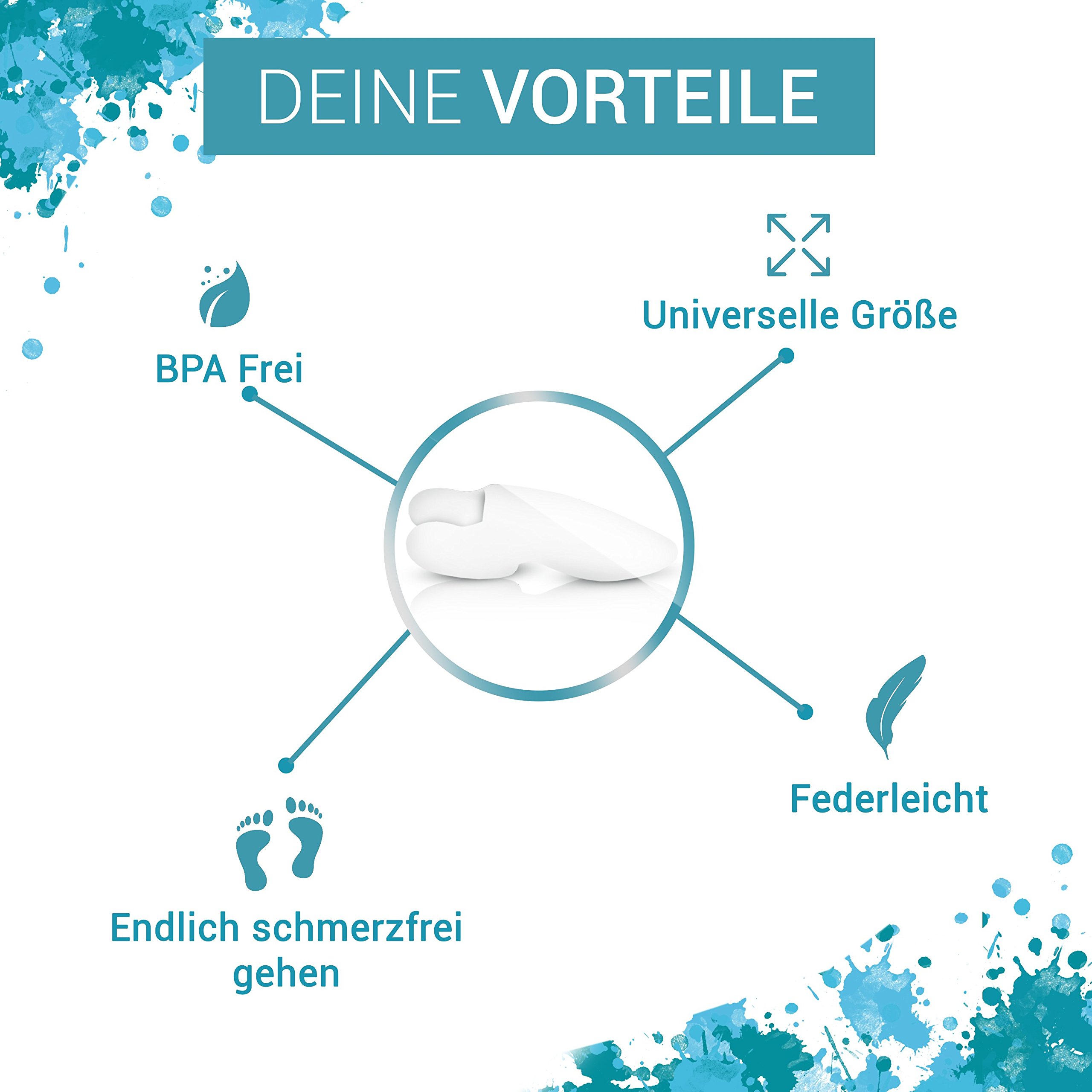 6x Separador de Dedos Pie Hallux Valgus de PURAVA - Con Caja de Transporte Higiénica - Confort Óptimo Gracias a la Innovadora Silicona de Gel Suave - sin BPA - 1 año de Devolución de Dinero - Tamaño Universal
