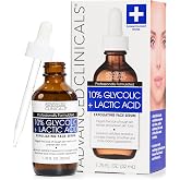 Advanced Clinicals Exfoliating 10% Glycolic Acid Serum For Face + Lactic Acid | Facial Exfoliant AHA + Salicylic Acid Serum, 1.75 FL Oz