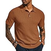 PJ PAUL JONES Mens Knit Polo Shirt Short Sleeve Hollow Out Knit Shirt Texture Knitted Polo