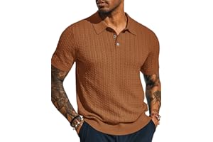 PJ PAUL JONES Mens Knit Polo Shirt Short Sleeve Hollow Out Knit Shirt Texture Knitted Polo