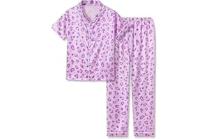 Topgal Satin Pajamas for Girls Coat Style Unicorn & Cat Silky Button Down PJ Set Size 6-16