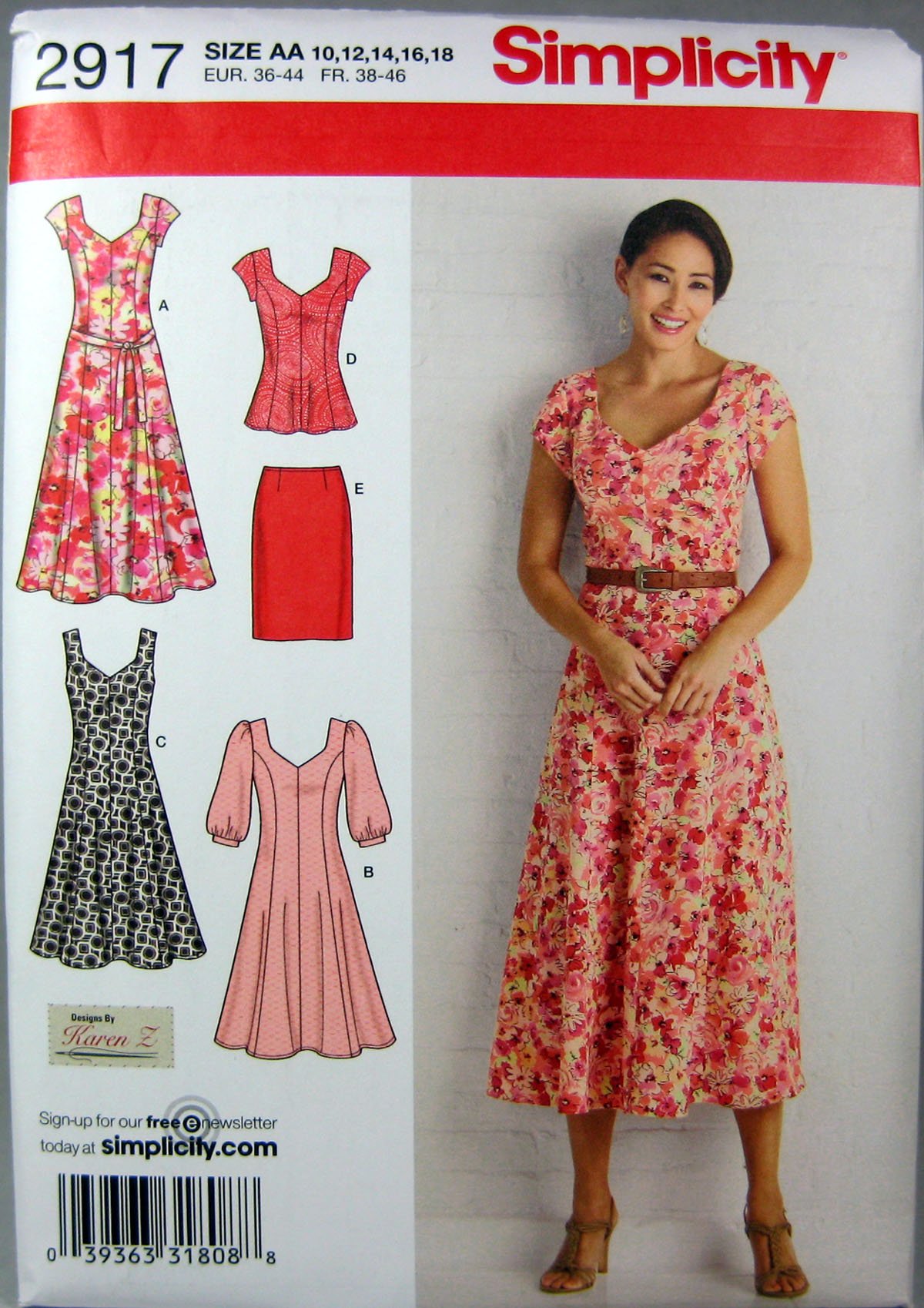 Simplicity 2917Women's & Plus Size Dresses, Paper, Multicoloured, AA (10 12 14 16 18)
