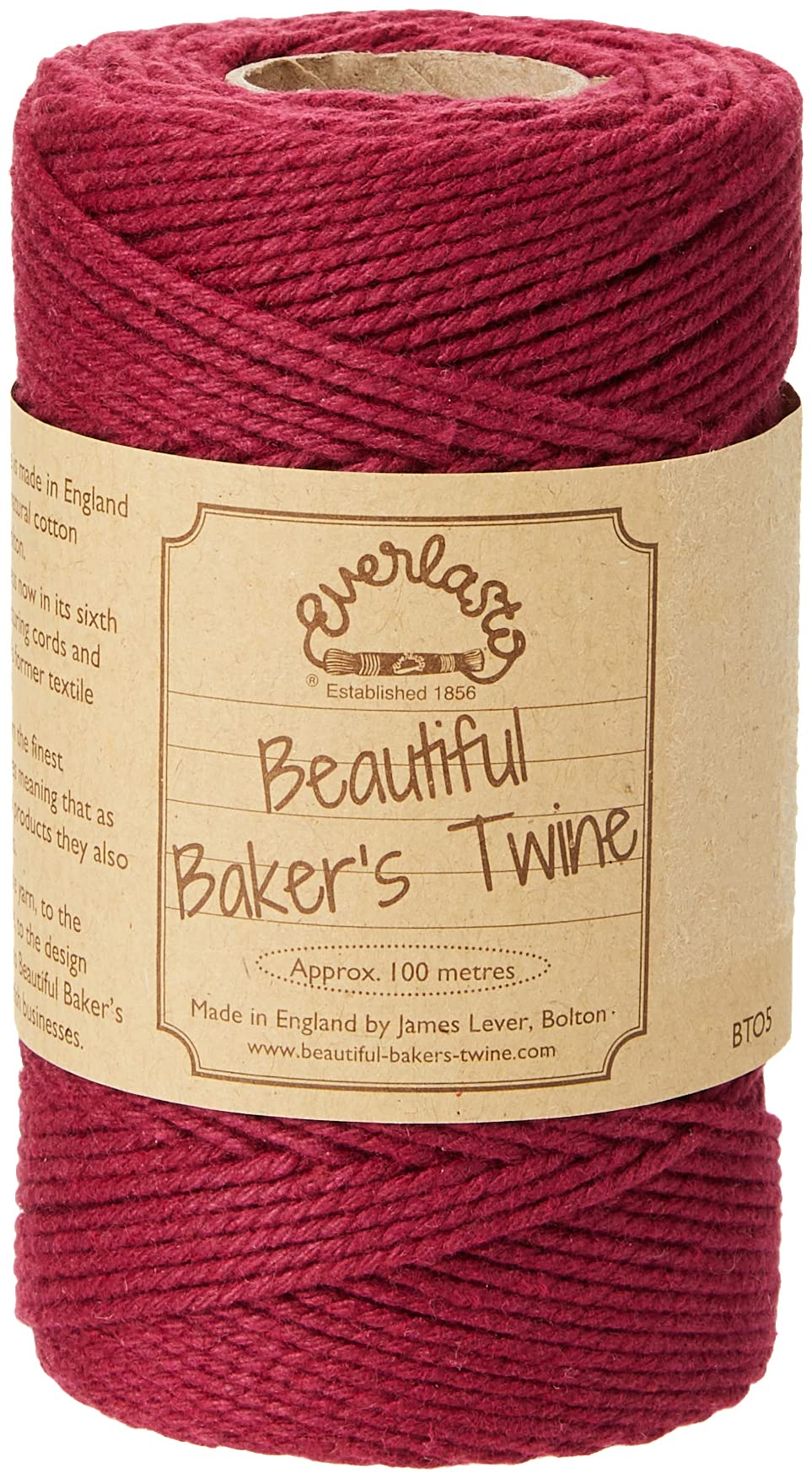 100m - Everlasto Solid 'Beautiful Bakers Twine' (2mm approx) (Burgundy)