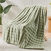 NEWCOSPLAY Faux Fur Throw Blanket Sage Green Bubble Blanket Thick Warm Soft for Couch Sofa Bed 550GSM (Sage Green, Throw(50"x60"))