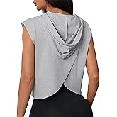 LilyCoco Womens Sleeveless Hoodie Cropped Tank Tops Activewear Criss Cross Shirt
