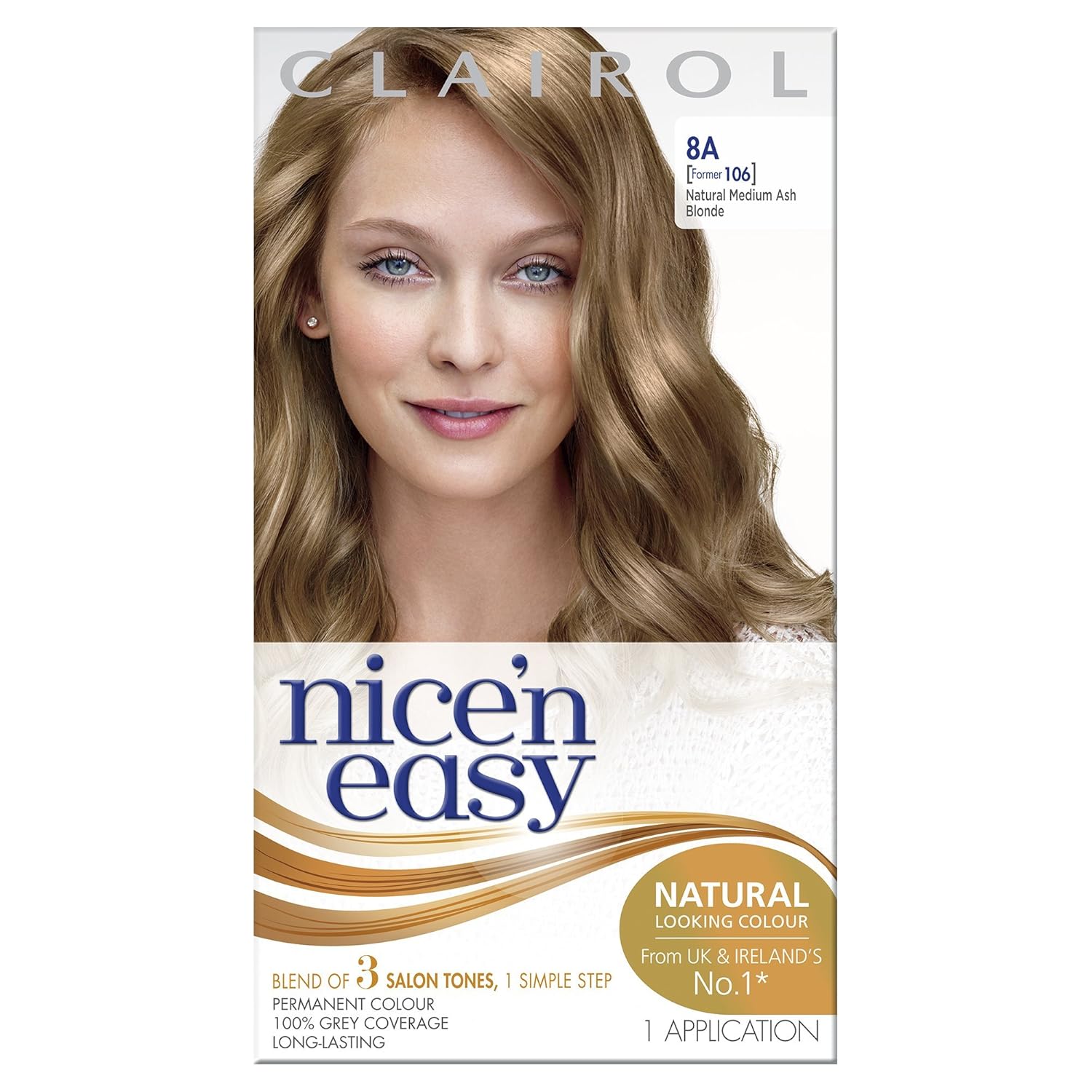 Nice N Easy Natural Medium Ash Blonde Permanent Hair Dye 106 8a