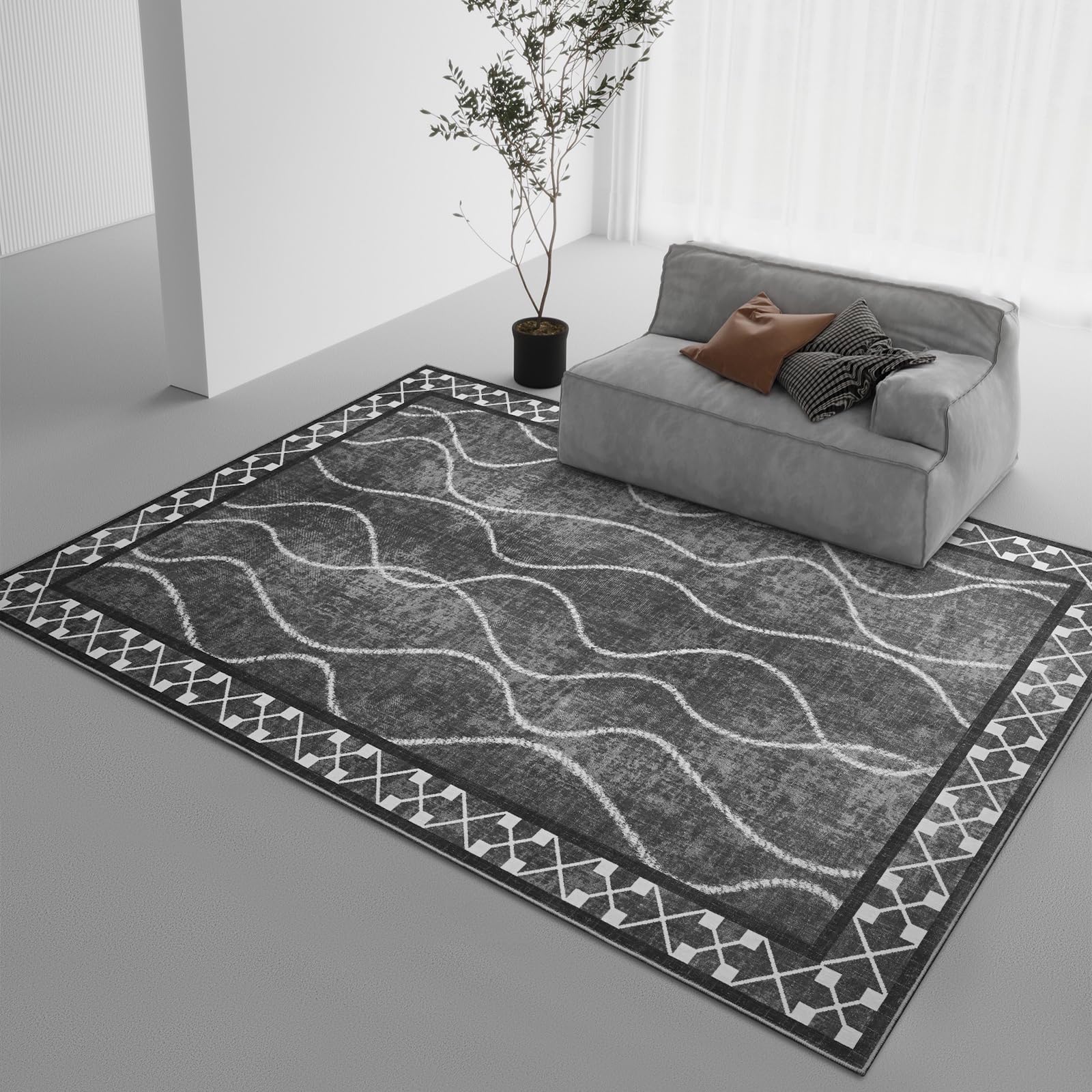 DweIke 4x6 Area Rug for Living Room, Machine Washable Rug Carpet for ...