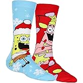 Mad Engine SpongeBob SquarePants Socks I am Ready Christmas Holiday SpongeBob 2 Pack Mid Calf Mens Crew Socks Shoe Size 8-12