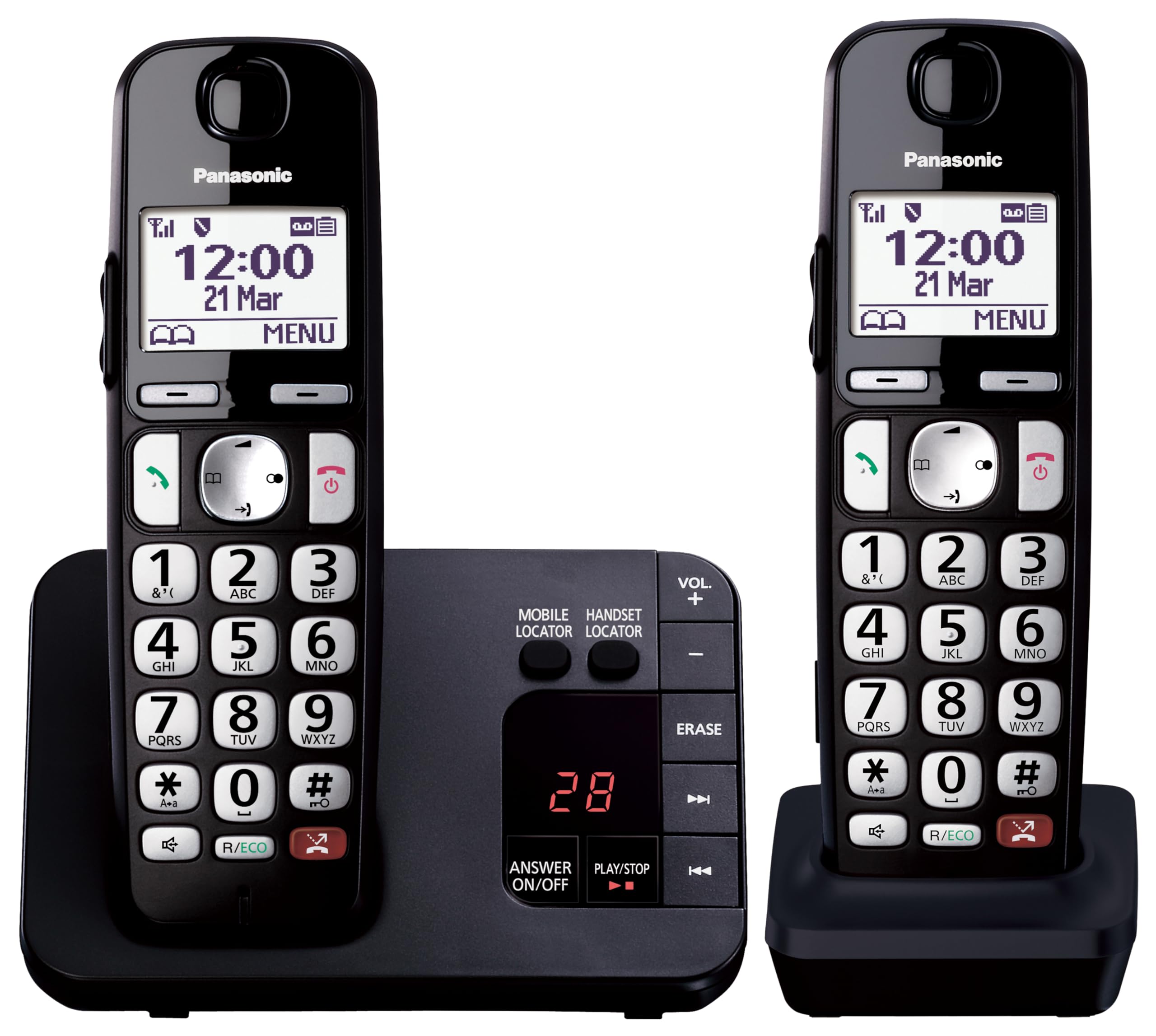 Panasonic KX-TGE822EB Digital Cordless Phone About 40 minutes Answering Machine with Nuisance Call Block and Dedicated Key, Amplified Sound Double