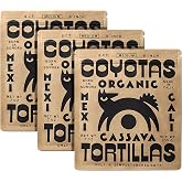 Coyotas - Cassava Tortillas - Medium 6 Inch, 8 Count (3 Packs) | Features Cassava Flour, Four Simple Ingredients, Soft Texture for Tacos, Wraps, Quesadillas, Burritos, and More