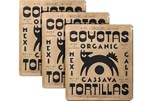 Coyotas - Organic Cassava Tortillas - Grain-Free, Gluten-Free, Non-GMO, Vegan, Paleo, Medium 6 Inch - 8 Tortillas Per Pack (3 Packs)