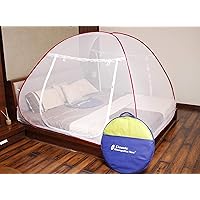 Classic Mosquito Net Foldable King Size, Double Bed with Saviours - (Red)