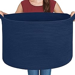 MEGASKET Dark Blue Basket for Organizing, 22" x