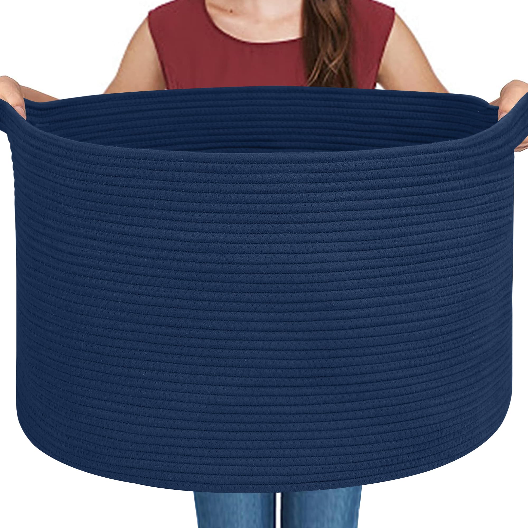 MEGASKET Dark Blue Basket for Organizing, 22" x