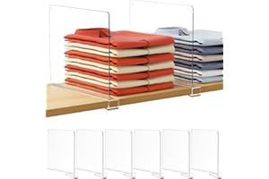 HBlife 12 Inches Tall [Extra Tall Version] Shelf Dividers, Purse Organizer for Closet, Clear Acrylic Bookshelf for Organization Closet Organizers and Storage for Handbags, 6 PCS