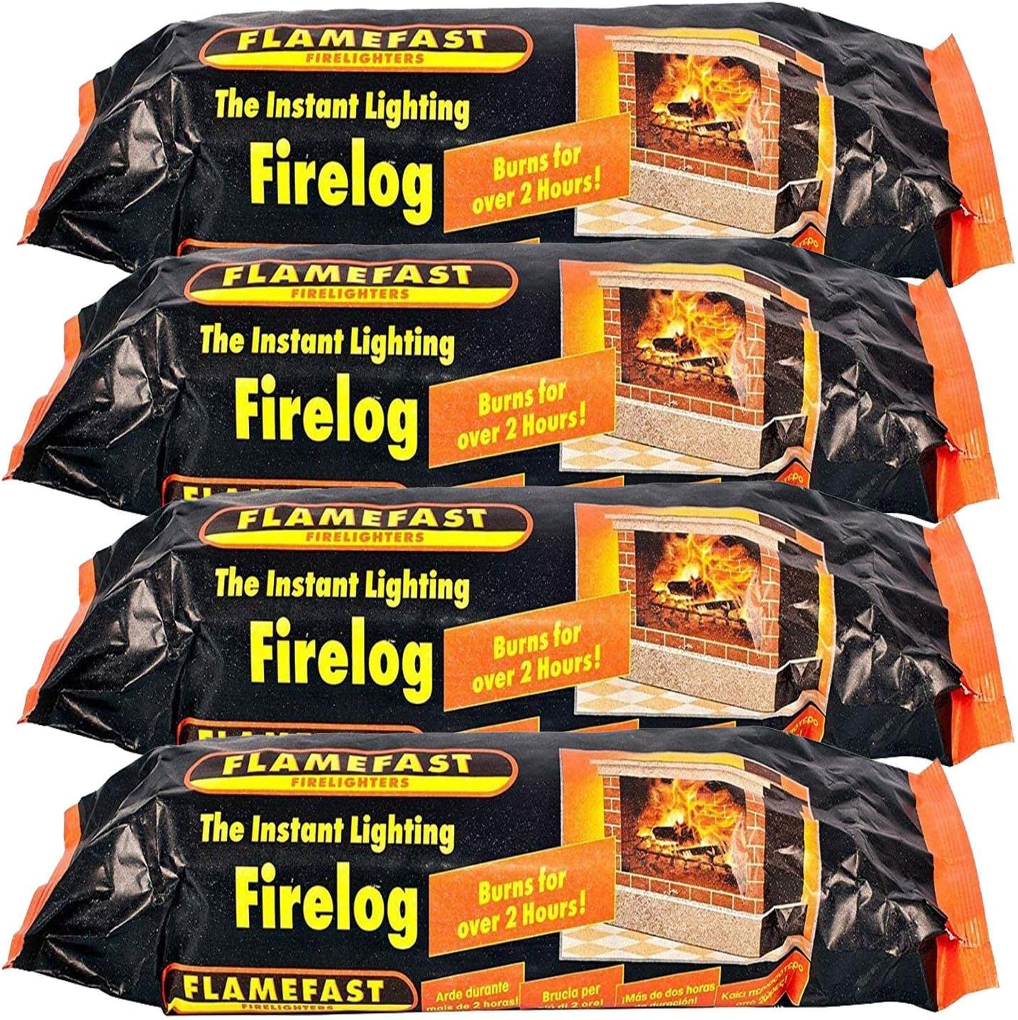 Flamefast 4 x Smokeless Firelogs Instant Lighting, Open Fire, Garden