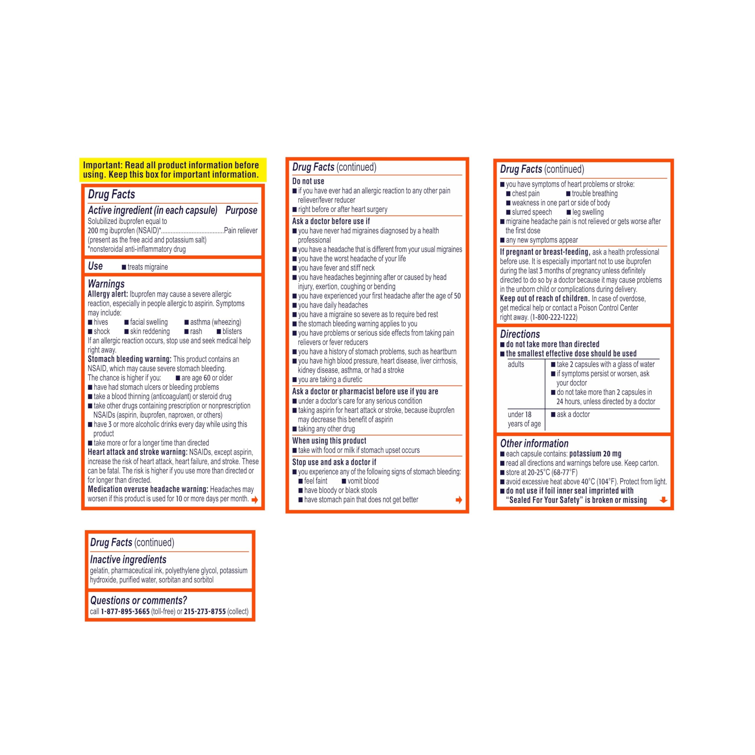 Motrin IB Migraine Liquid Gel Caps, Ibuprofen 200 Mg, Migraine Relief