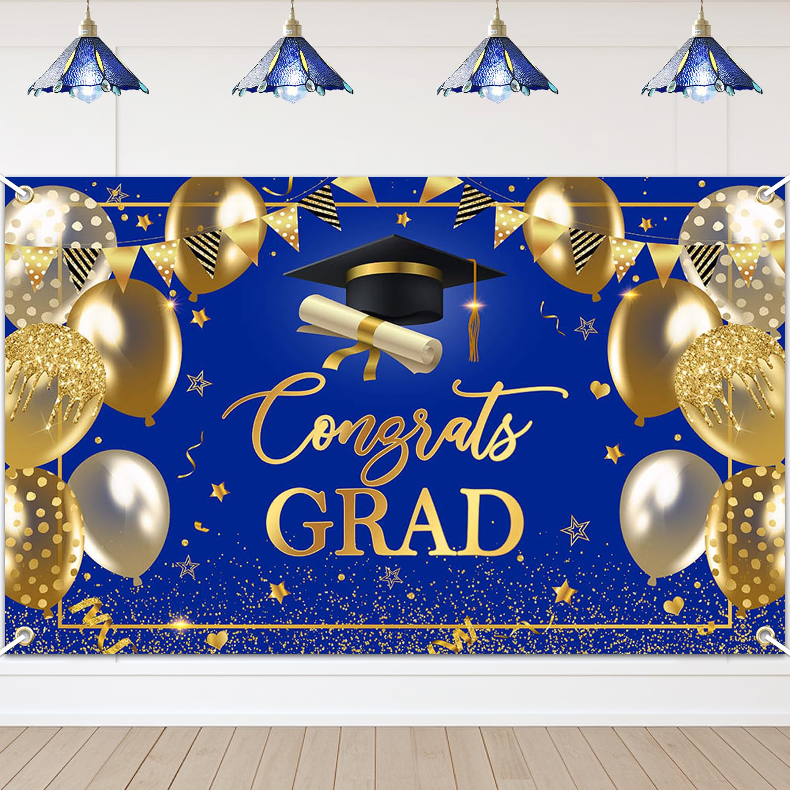 Avezano Graduation Banner Congrats Grad Class of 2025 Backdrop Blue ...