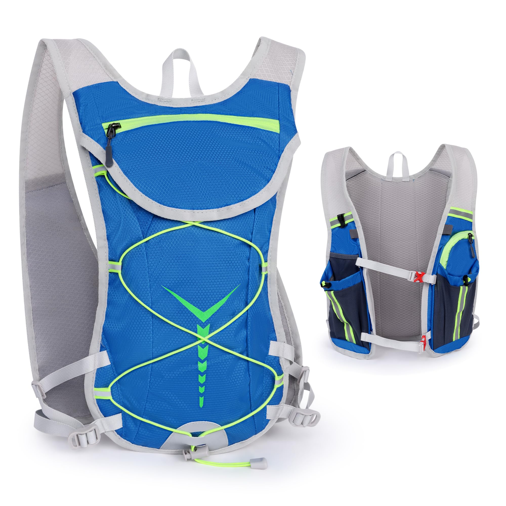 Running Vest Running Backpacks Lightweight, Reflective Running Vest Design, Outdoor Hiking Shoulder Bag, Outdoor Sport Multifunctional Camping Backpack (Blue)