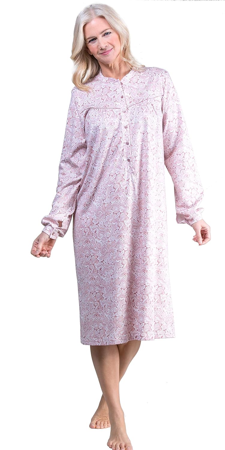 Cotton Knit Long Sleeve Nightgown Duo 