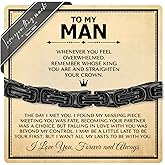 Love You This Much To My Man Straighten Your Crown Gift for Him | Men's 5mm Twist Steel Bracelet | 8" + 1" Extender | I Love You Gifts for Him | Luxury Gift Box & Card