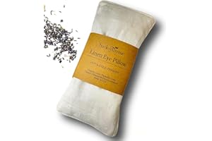 Sacksy Thyme Organic Linen Eye Pillow - Lavender & Flaxseed for Relaxation, Yoga, Stress Relief - Microwavable Heating Pad & Cool Compress - Made in USA - Gifts for Meditation - (Lavender)