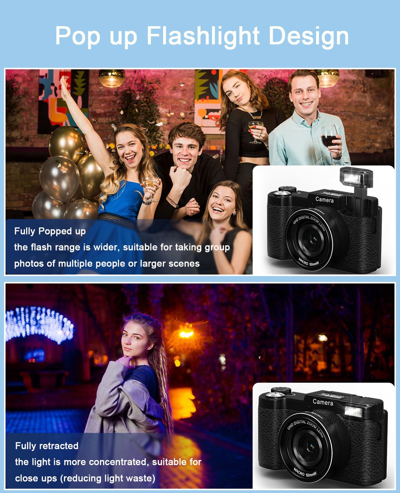 FLATIC Digital Camera with WiFi, 5K 64MP Cameras for Photography with 180° Flip Screen for YouTube, 18X Zoom Autofoucs Vlogging Camera with 64GB Card, Wide & Macro Lens, 2 Batteries, Card Reader