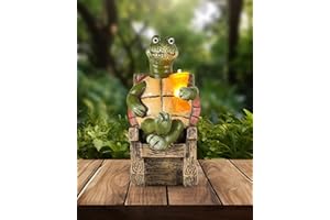 iStatue Solar-Powered Turtle Figurine Light with Glowing Cup - 5.5 in Lifelike LED Decorative Lamp for Outdoor Ambiance - Patio Table, Yard & Garden Decor (Turtle)