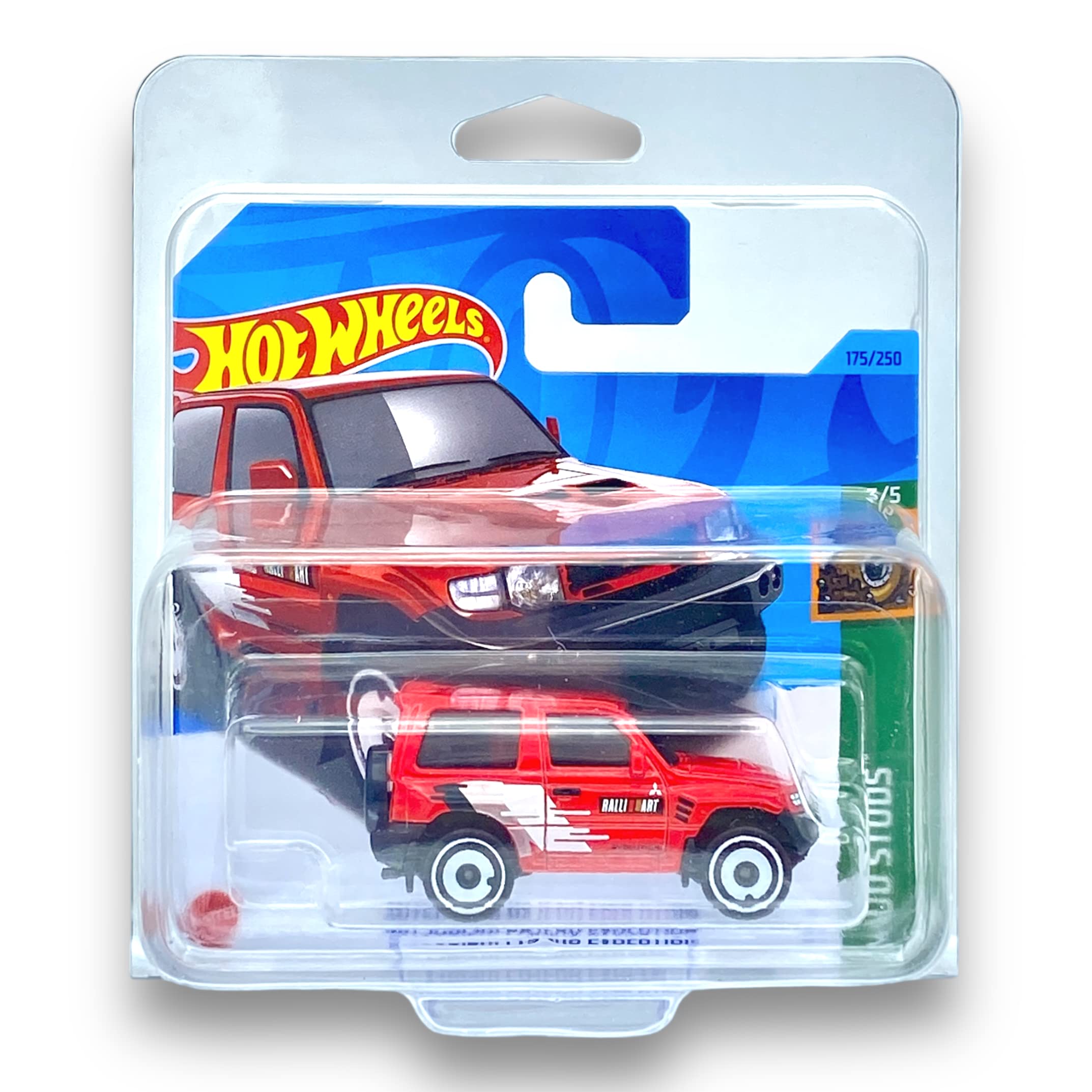 Hot Wheels Mitsubishi Pajero Evolution (Red) 3/4 Mud Studs - 2023-175/250 (Short Card) - COMES IN A KLAS CAR KEEPER PROTECTIVE COLLECTORS CASE - HKG47
