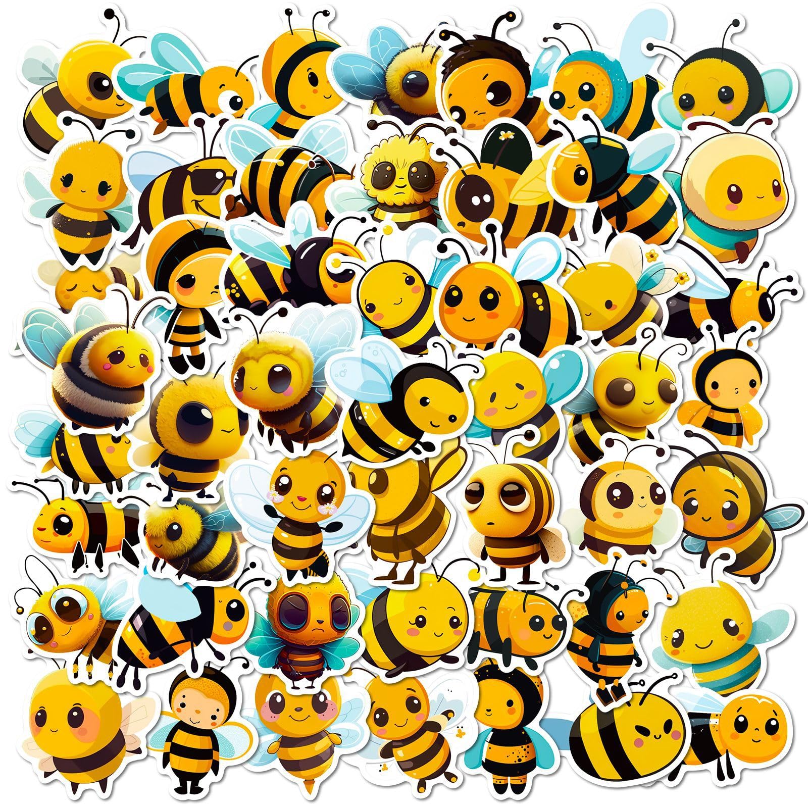 Little Bee Stickers for Laptop (50 PCS),Gift for Children Teens Adults Girl Boys,Waterproof Stickers for Water Bottle,Bee Vinyl Stickers for Scrapbook,Skateboard,Bike,Phone,Dairy — image 1