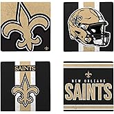 FOCO NFL Official Game Day 4-Pack Beverage Drink Stone Coaster Set (New Orleans Saints)