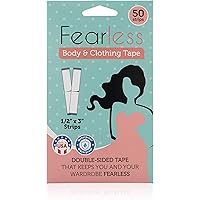 Fearless Tape - Womens Double Sided Tape for Clothing and Body, Transparent Clear Color for All Skin Shades, 50 Count.