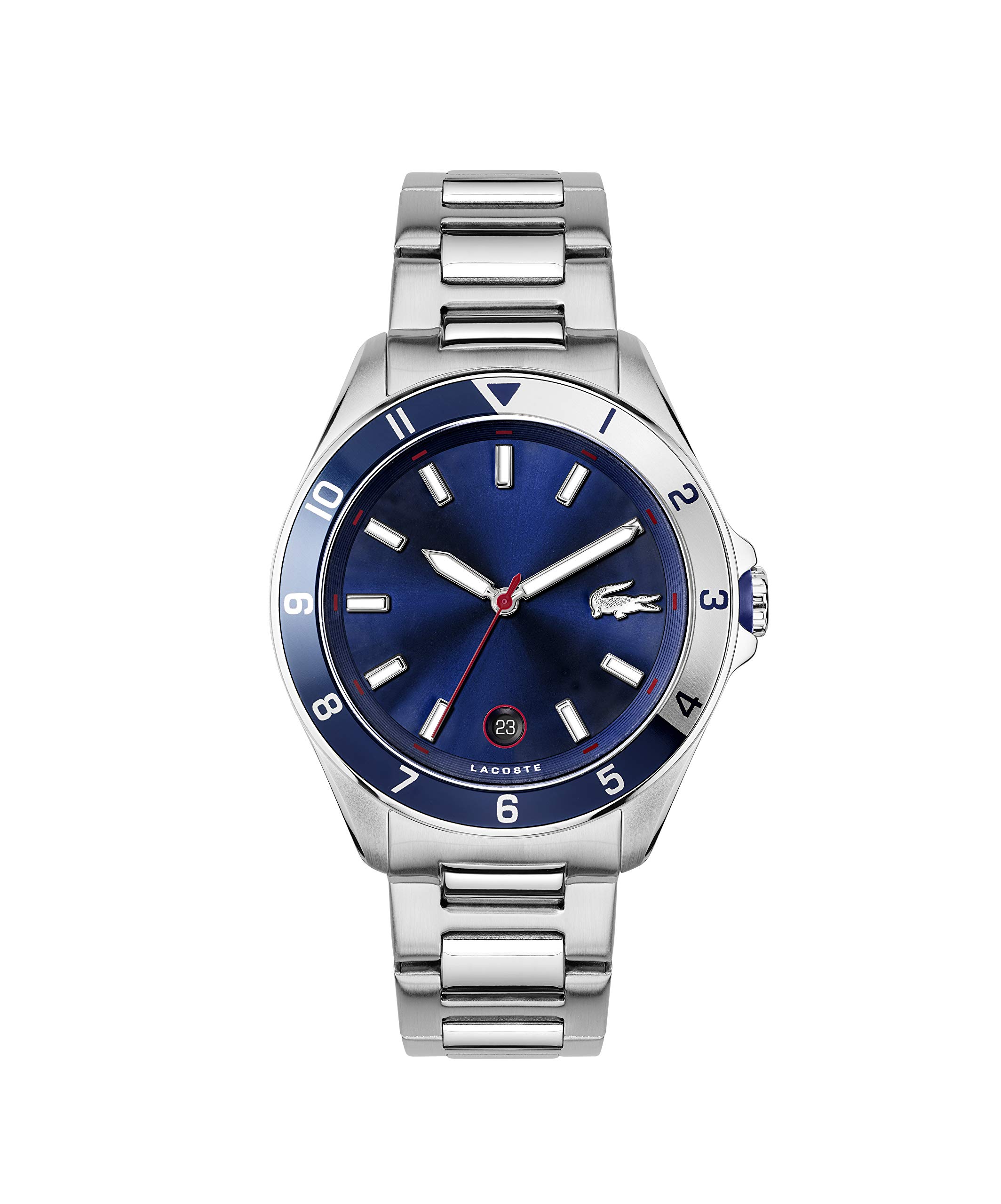 Lacoste Analogue Quartz Watch for Men TIEBREAKER Collection with Silver Stainless Steel Bracelet - 2011127