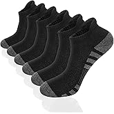 Men's and Women's Athletic Ankle Socks, No Show Low Cut Sports Socks for Running, 6 Pairs,9-12,Black